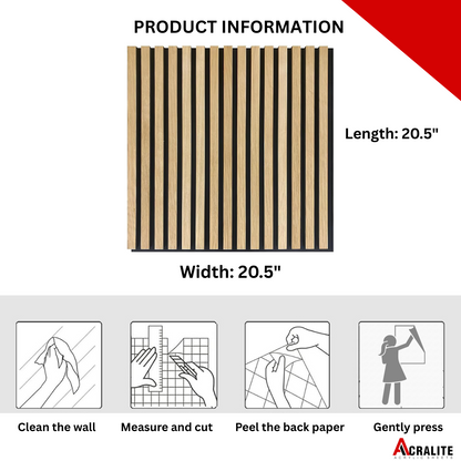 Square Acoustic Self Adhesive Panel Teak Color - 20.5" x 20.5" x 25mm - Pack of 8